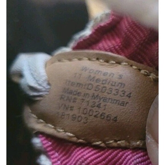 LL Bean Sandals Flip Flops Natural Colored Braided Straps Pink Canvas Women's 11 - Picture 4 of 4